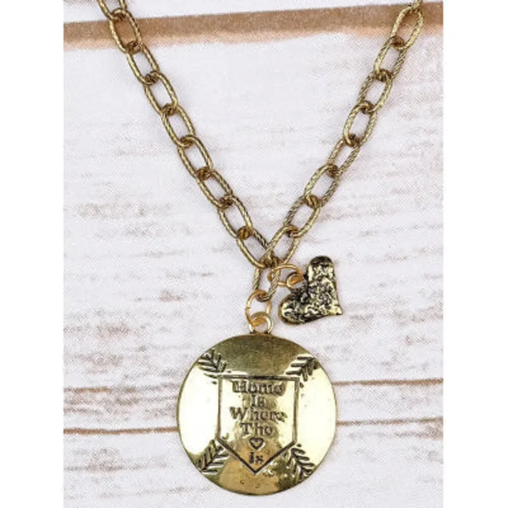 Home is Where the Heart is Baseball Fashion Trending Necklace